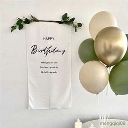 Tapestries Happy Birthday Background Tapestry Ins Simple Forest Japanese Backdrop Decorative Hanging Cloth Home Party Scene Photo Prop R230713