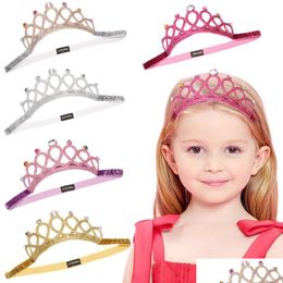 Headbands Crown Birthday Party Baby Girl Headband Infant Hair Accessories Clothes Band Newborn Headwear Tiara Headwrap Hairband Gift Dhfok