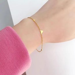 Link Bracelets Minimalist Stylish Tiny Hearts Cute Stacked Bracelet Stainless Steel Gold Plated Chain Ladies Women Student Fashion Jewellery