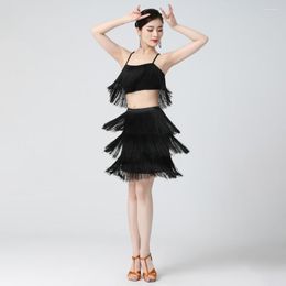 Stage Wear Halter Tassel Latin Dress For Women Ballroom Samba Rumba Tango Cha Dance Dresses Rave Performance Costume