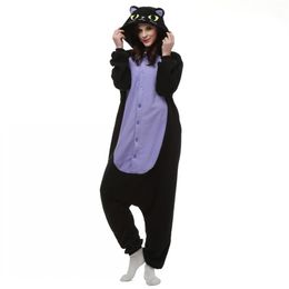 Japan Anime Cosplay Pajamas Animal Midnight Cat Kitty Night Black Cat Kitten Kigu Cosplay Costume Unisex Adult Onesie Sleepwear Ca207q