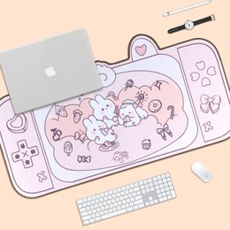 Extra Large Kawaii Gaming Mouse Pad Cute Pink Bunny Party XXL Desk Mat Water Proof Nonslip Laptop Desk Accessories
