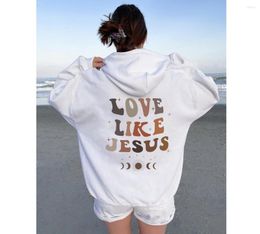 Women's Hoodies Coloured Love Like Jesus Hoody Vintage Women Long Sleeve Jumper Christian Bible Pullovers Streetwear