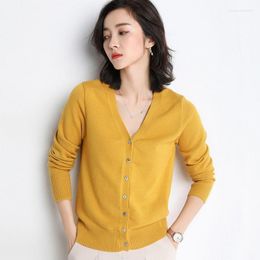 Women's Knits Women Knitted Cardigan Coat Spring Autumn 2023 Casual V-Neck Long Sleeve Knit Sweater Female Outerwear Small Cape Tops