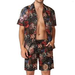 Fatos de treino masculinos Baroque Floral Beachwear Men Sets Vintage Flower Romance Casual Shirt Set Summer Graphic Shorts 2 Pieces Cool Terno Plus Size