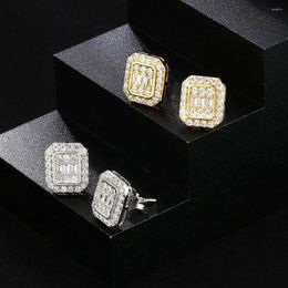 Stud Earrings Hip Hop Rock Ear For Men Iced Out Cubic Zirconia Bling Cartilage Accessories Homme Hippie Jewellery Wholesale OHE143