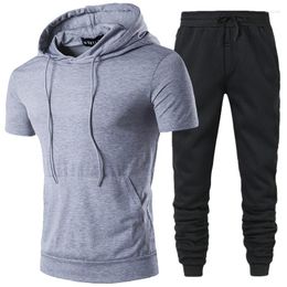 Men's Tracksuits Brand Summer 2-Pcs Set Tracksuit Gym Fitness Muscle Clothing Jogging Sport Wear Suit Hoodies Sweatpants Outfits