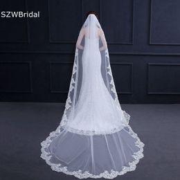 Wedding Hair Jewellery Arrival White Ivory Wedding veils Lace Edge Cathedral Bridal veil Veu de noiva Voile mariage Wedding accessories Wesele 230713