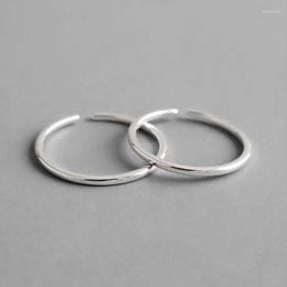 Cluster Rings 1PC INS 1.2MM THIN Authentic S925 Sterling Silver FINE Jewelry Glossy Smooth Square Ring Adjust TLJ1012