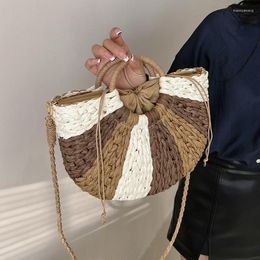 Evening Bags Summer Straw Bag For Women Woven Handbag Large Capacity Lady Top Handle Tote Vacation Beach Rattan Shoulder Bolsa