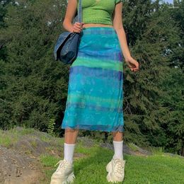Skirts Vintage 90s Floral Print High Waist Midi Skirt Casual Fashion Street A-line Long Y2k Orange 2023 Summer Clothes Women