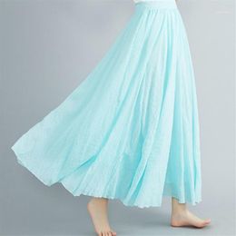 Muslim Long Skirt Women Maxi Skirt Long Solid Large High-Waisted Dubai Islamic Abaya Women Half Dress Lady Oversize Blue12017