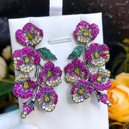 Dangle Earrings GODKI Gorgeous Charm Flower For Women Wedding Party Hollow Dubai Fashion Jewelry High Quality