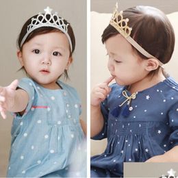 Headbands Child Rhinestones Princess Headband Elastic Hairs Crown Tiara Cosplay Accessories Hair Band Accessory Party Gift Jewelry D Dhipe