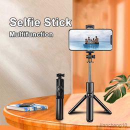 Selfie Monopods 2023 NEW Wireless Selfie Stick Bluetooth Mini Tripod Extendable Monopod With Remote shutter For IOS Android Smart phone Camera R230713