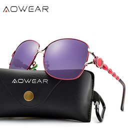 Sunglasses Frames AOWEAR Oversize Vintage Sunglasses Women Polarised Plus Size Lens Sun Glasses Ladies Luxury Brand Shades Eyewear with Case Gafas 230712