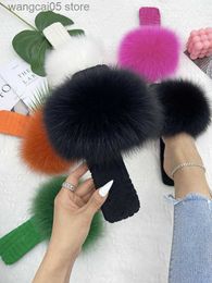 Slippers Fur Slippers Women House Flats Slides Summer 2023 Female Fashion Real Fur Flip Flops Luxury Fluffy Slippers Women Sandals Shoes T230713