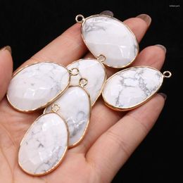 Pendant Necklaces Natural Stone White Turquoise Pendants Gold Plated Faceted Quartzs For Charms Jewellery Making Diy Women Necklace Gifts