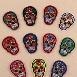 Iron On Patches DIY Embroidered Patch sticker For Clothing clothes Fabric Badges Sewing creative skull design214B