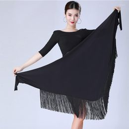 Stage Wear JUSTSAIYAN Lady Fringed Triangle Latin Dress Sexy One Skirt Adult Dance Costume Women's Black Practise