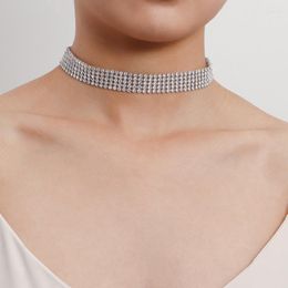 Choker Fashion Shiny Chokers Necklace Short Collarbone Chain For Women Multi-layer Full Glitter Nightclub Accessories 2023