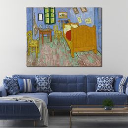 Canvas Art Vincent Van Gogh Painting Vincents Bedroom in Arles Handmade Artwork Vibrant Decor for Wine Cellar