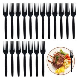 Dinnerware Sets Black Flatware Set 100PCS Dining Room Salad Cutters Forks Spoons Portable Outdoor Tableware For Barbecue