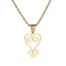 Pendant Necklaces Stainless Steel African Adinkra Symbol SANKOFA Learn From The Past Jewelry