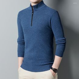 Men's Sweaters Male Real Wool Jumper Zipper Up Autumn & Winter Men Cashmere Clothes Long Sleeve Sweater Pure Knitwear