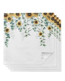 Table Napkin Eucalyptus Leaves Sunflower Plant Napkins Set Christmas Festival Home Wedding Party Dinner Cloth