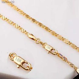 Fashion 18k Gold Necklace 2MM 1618202224262830 Inch Side Chain Necklace For Women Men Jewellery Silver Necklace L230704