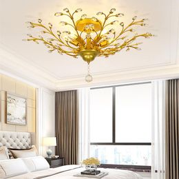 Chandeliers American Creative Luxury Hanging Lamp Post-modern Gold Crystal LED Chandelier For Living Room Bedroom Coffee Shop Kitchen Villa