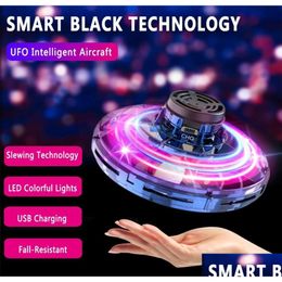 Led Flying Toys Mini Fingertip Gyro Toy Saucer Type Drone Helicopter Manual Induction Fingertips For Adts And Children Drop Delivery Dhmyv