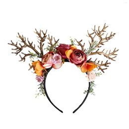 Party Decoration Style Antler Hair Hoop Elk Christmas Easter Headdress Simulated Branches Flowers Adult Children Walk Show Pography