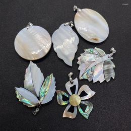 Pendant Necklaces Natural Shell Mother-of-pearl Pendants Fashion Jewellery Abalone Seashells DIY Making Necklace Leaf Shape Round Charms