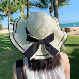 Wide Brim Hats Fashion Women Summer Sun Hat Casual Bowknot Big Dome Bucket 2023 Cool Raffia Panama Sunscream Beach For Holiday