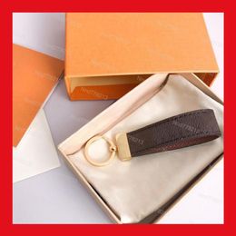 Luxury designer Car leather keychain fashion female mens cute long high quality golden key chain269z