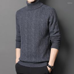 Men's Sweaters Male Wool Thick Knitwear Winter Turtleneck Cashmere Sweater Man High Collar Warm Twisted Pure Jumpers