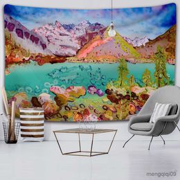 Tapestries 3D landscape oil painting tapestry Bohemian decorative wall tapestry mattress Mandala witchcraft home decoration Hippie sheet R230713