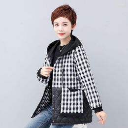Women's Jackets 2023 Spring Autumn Fashion Women Long Sleeve Loose Thicken Warm Single Breasted Plaid Cotton Liner Casual Coat C657