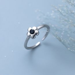 Fashion Simple Flower Open Ring for Women Girls Elegant Rose Tulip Enamel Crystal Metal Wedding Party Birthday Jewellery Gift