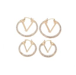 Luxury Designer Brand Letter Stud Earrings 18k Silver Gold Plated Fashion Women Geometry Crystal Earring Girls Wedding Christmas Jewellery Gift