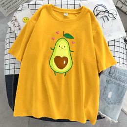 Women's T Shirts Happy Avocado Cute Gril Print Women Clothing Harajuku Sweat Loose Shirt Soft Breathable Tops Fashion Oversize Womens