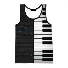 Men's Tank Tops 2023 Piano Music 3D Printed Men Vest Women Fashion Casual Sleeveless Shirts Hip Hop Streetwear Oversized Tees