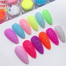 Nail Glitter TCT780 High Shining Rainbow Neon Colours Nails Art Fine Powder Dust UV Gel Polish Acrylic Tips DIY Decoration Tools 230714