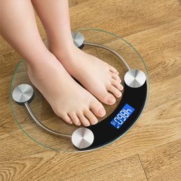 Household Scales 28cm Transparent Bathroom scales LCD Electronic Digital Smart Scale Body Balance Health Battery Floor 230714