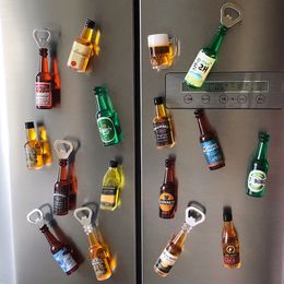 Fridge Magnets Cute Mini Beer Bottle Opener Refrigerator Magnet Simulation Bar Bottle Opener Creative Decoration Screwdriver Magnet 230714