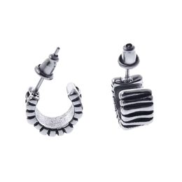 Japanese Irregular Wave Textured Earrings Retro Made Old Titanium Steel Simple Men's And Women's Fashion Accessories
