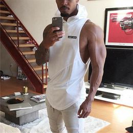 Mens Tank Tops Summer Fitness Hooded Solid Sleeveless Patchwork Thin Casual Loose Streetwear 230713