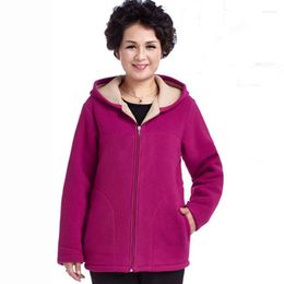 Women's Jackets Mother's Coat 2023 Super Warm Autumn Winter Jacket Ladies Women Fleece Hooded Plus Size QH1207